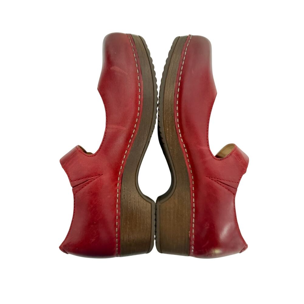 Dansko Red Leather Mary Jane Clog Block Heel Shoes EU 37/US 6.5-7 - Picture 8 of 9